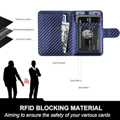 Bocasal for MagSafe Card Wallet for iPhone, Carbon Fiber Blue - color: Carbon Fiber Blue