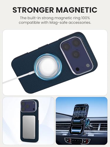 Aramid fiber Ultra-Thin Magnetic Caseless Feel Case for iPhone 17 Pro | Handwoven 600D aramid, Lightweight , compatible with MagSafe, Caseless Feel, case for iPhone 17 pro,Deep Blue - color: Deep Blue