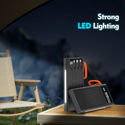 Portable Charger 10000mAh Power Bank Built-in Cable,PD 22.5W Fast Charging Powerbank, LED Display External Battery Pack with LED Lighting, Travel Phone Charger for iPhone 17/16/15/14/13/12,Samsung - color: Black-1