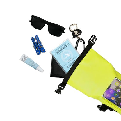 geckobrands Waterproof Phone Tote with 2L Dry Bag and Adjustable Strap – Protect Your Phone and Valuables While on The Go - color: Bright Green