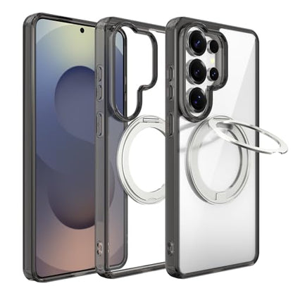 Magnetic Case for Samsung Galaxy S26 Ultra 5G Phone 2026 | with Rotating Kickstand | Non-Yellowing Transparent Clear | Slim Thin | Wireless Charging | Shockproof Protection (Black) - color: Black, size: S26 Ultra