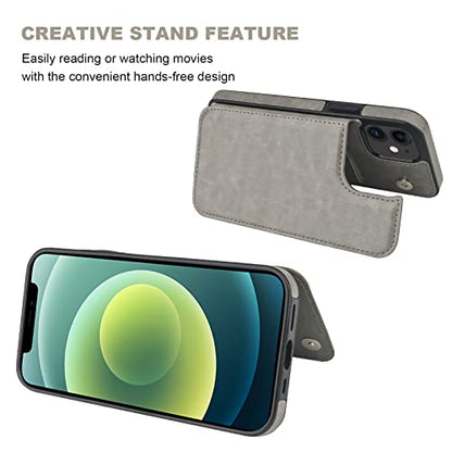 ONETOP for iPhone 12 Mini Wallet Case with Card Holder,Gray - color: Gray