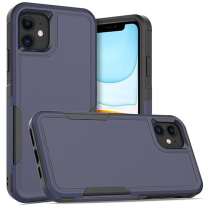 for iPhone 11 Case: Dual Layer Protective Heavy Duty Cell Phone Case Shockproof Rugged Bumper Tough with Screen Protector - 16ft Military Grade Drop Tested for Appple iPhone 11 (6.1 inch), Blue - color: Navy Blue (PC) + Black (TPU)
