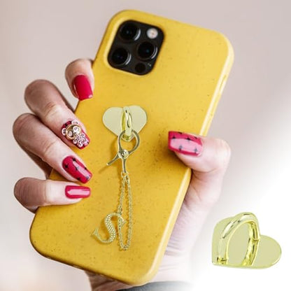 10pcs Heart Phone Charm Holder Metal Phone Finger Grip Hook - color: Gold