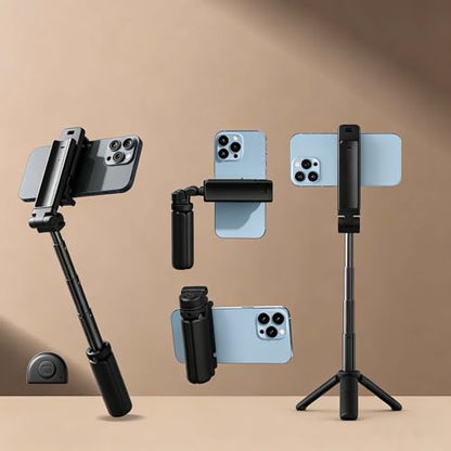 Mini Foldable Selfie Stick Tripod Stand, 360° Rotatable Portable Travel Phone Holder, Universal Smartphone Mount for Self‑Shooting & Live Streaming-Black - color: Black