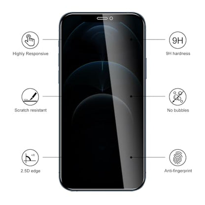 3 Pack Privacy Screen Protector for iPhone 12 Pro Max with 3 Pack Camera Lens Protector, 9H Hardness Double Shatterproof Anti-Spy Tempered Glass Film, Easy Installation - size: iPhone 12 Pro Max