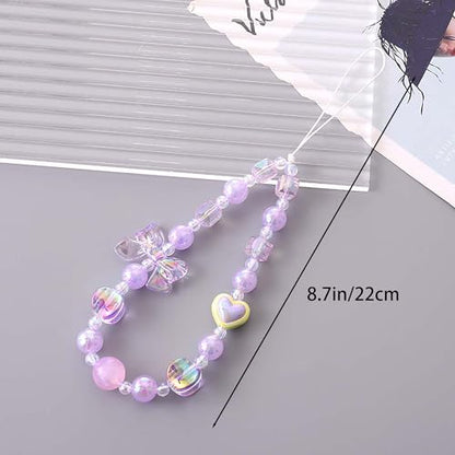 Beaded Phone Charm Lanyard Strap Girly Style Fixed Beads Pearl Lanyards - color: PH-dchd-3