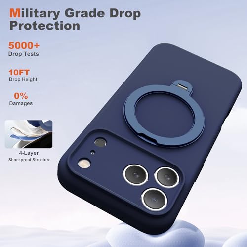 Case for iPhone 15 Pro Max with 360°Spin Stand,6.7" Dark Blue | Magnetic 360°Spin Stand,Compatible with Mag-Safe,Soft Silicone 15 Pro Max Case - color: Dark Blue, size: Iphone 15 Pro Max