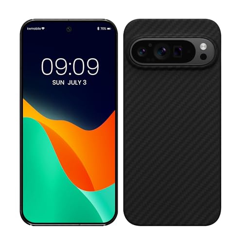 kalibri Aramid Fiber Case Compatible with Google Pixel 9 Pro - Case Super Slim Strong Protective Phone Cover - Black Matte - size: Pixel 9 Pro