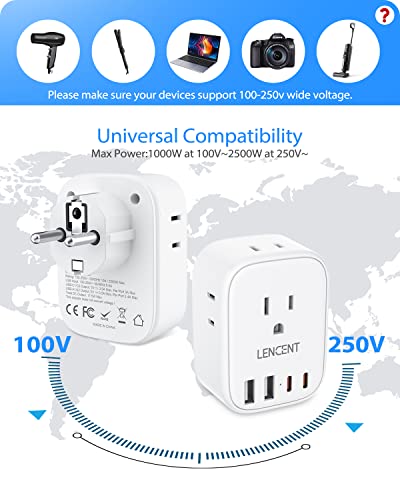 LENCENT Germany France Travel Power Adapter, Schuko Type E/F Power Plug - style: Type E/F-2 Pack-Germany