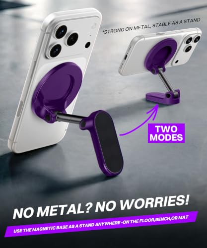 GolbinBox All Metal Dual Magnetic Gym Phone Holder for MagSafe, Purple - color: Purple