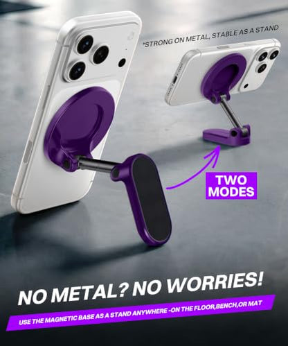 GolbinBox All Metal Dual Magnetic Gym Phone Holder for MagSafe, Purple - color: Purple