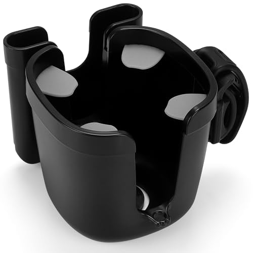 Accmor Stroller Cup Holder, Drinks Holder Bike Walker Wheelchair - color: Adjustable Strap-Black