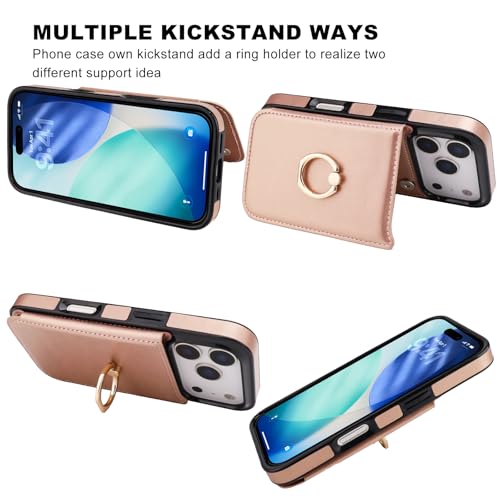 ONETOP for iPhone 18/17 Pro Wallet Case with Credit Card Holder,Rosegold - color: Rose Gold