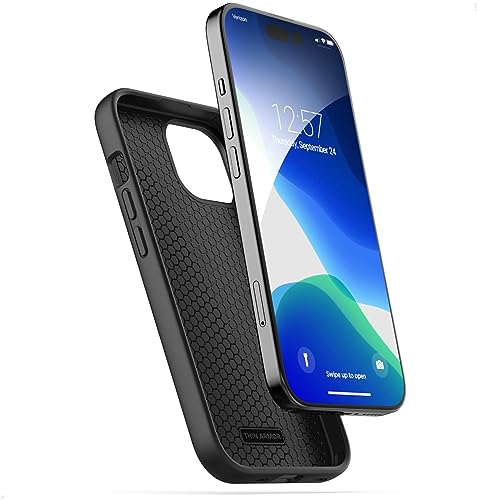Encased Belt Case for iPhone 15 Pro (2023) Thin Armor Slim Cover with Rotating Phone Holster Clip - Black - size: iPhone 15 Pro