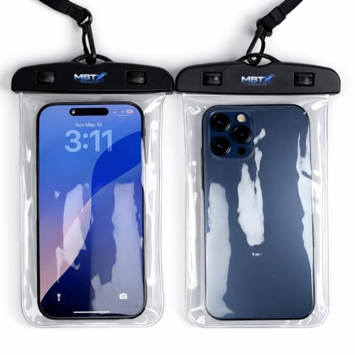 2-Pack Universal Waterproof Phone Pouch, White | IPX8 Certified Dry Bag, Touchscreen Friendly, Swimming Beach Diving Outdoor, Fits Up to 6 Inches - color: White
