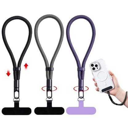 Phone Lanyard for Cellphone Case, Phone Wrist Strap for Case, Cellphone Strap Wrist Lanyard for Women and Men - color: Black+grey+purple