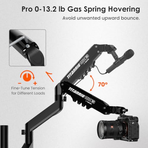 TARION Titanrig Lite W Pneumatic Overhead Camera Desk Mount Monitor Arm - size: Lite W (Pneumatic - Camera / Monitor)