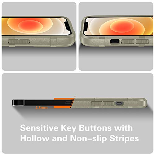 Rugged Shield TPU Thick Solid Armor Tactical Protective Case Compatible with iPhone 12 Mini (5.4 inches) - Light Clay - color: Light Clay, size: iPhone 12 mini