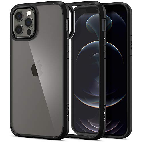 Spigen for iPhone 12/12 Pro Case, Ultra Hybrid [No Magnet Ring][Anti-Yellowing] - Matte Black | Anti-Yellowing Crystal Clarity, Qi Wireless Charge Ready, Patented Air Cushion, MIL-STD-810H Military-Grade Drop Protection - color: Matte Black, size: iPhone