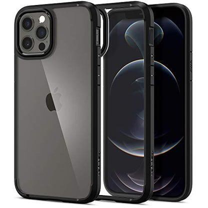 Spigen for iPhone 12/12 Pro Case, Ultra Hybrid [No Magnet Ring][Anti-Yellowing] - Matte Black | Anti-Yellowing Crystal Clarity, Qi Wireless Charge Ready, Patented Air Cushion, MIL-STD-810H Military-Grade Drop Protection - color: Matte Black, size: iPhone
