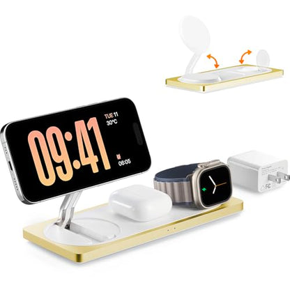 PETINO 3 in 1 Wireless Charging Station for Apple Devices with MagSafe - color: Yellow