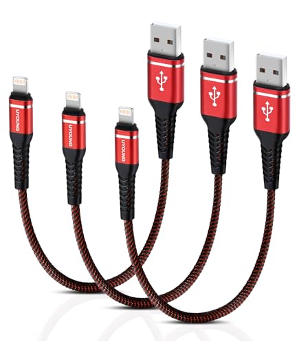 USB A to Lightning Cable [MFi Certified] Short iPhone Charger 1FT, 3Pack - color: Red, size: 1FT, style: USB A to Lightning