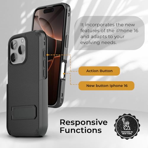 MOTIVE for iPhone 16 Pro Max Case with Belt Clip and Stand, Magnetic | 6.9" - color: Black, size: iPhone 16 Pro Max