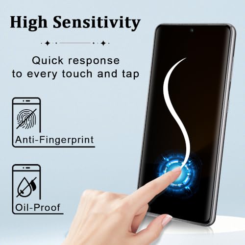 2 Pack Galaxy S21 Ultra Privacy Screen Protector and 2 Pack Camera Lens Protector, 9H Hardness Anti-Spy Tempered Glass, Fingerprint Compatible, 3D Full Coverage, Bubble Free, Anti Scratch (6.8 Inch)