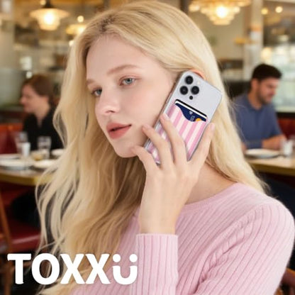 Stripe Magnetic Wallet for Magsafe Compatible with iPhone 17/16/15/14/13/12 Series Pro Max Plus Air (Phone Magnet Card Holder Fit 3 Cards for Women Girl Lether Mag Safe Wallets Pink) - color: Stripes (Pink)