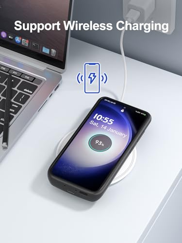 NEWDERY Battery Case for Samsung Galaxy S23 6.1",Slim Charger Case | Qi Wireless Charging, Sync Data Supported, 4700mAh Portable Rechargeble Extended Battery Pack