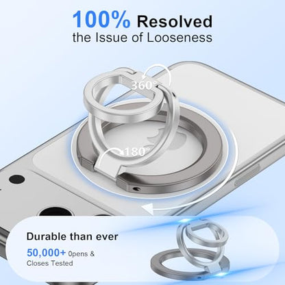 MagSafe Phone Grip Holder Dual-Sided Magnetic Finger Ring for iPhone 17 16 - color: gray