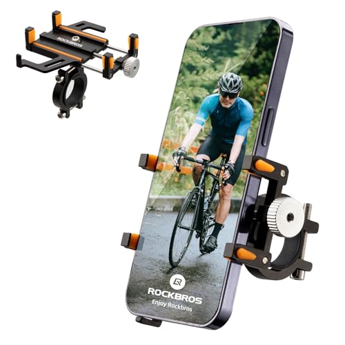 ROCKBROS Bike Phone Holder, Motorcycle Phone Mount,5-Claw Lock Anti-Shake - color: Orange