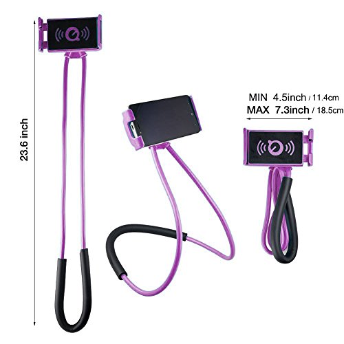 Neck Phone Holder - Universal Hanging On Neck Lazy Phone Holder DIY Free Rotating Stand on Table Smart Multiple Functions Mobile Phone Mount Stand(Black) - color: Black