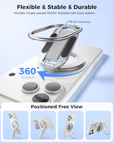 SUPERONE Dual-Sided Magnetic Phone Grip Kickstand for Magsafe Ring Holder - color: Sliver