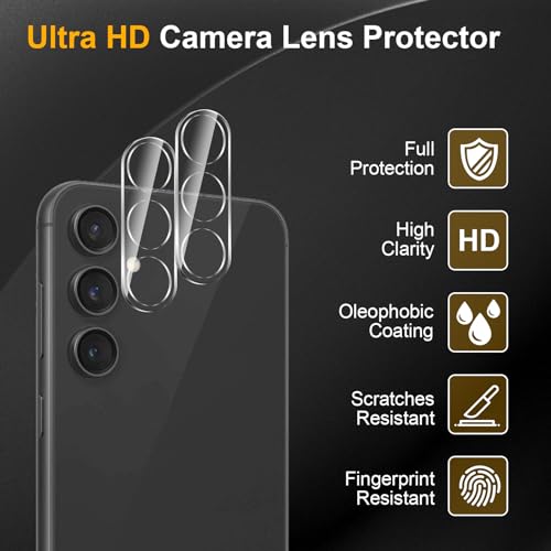 3 Pack Privacy Screen Protector for Samsung Galaxy S23 FE With 3 Pack Camera Lens Protector, Anti Spy Tempered Glass 9H Hardness, Black Protector Anti Spy, Anti-Scratch, Bubble Free - size: Galaxy S23 FE FK33