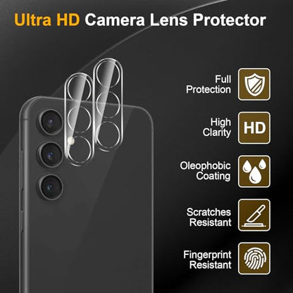 3 Pack Privacy Screen Protector for Samsung Galaxy S23 FE With 3 Pack Camera Lens Protector, Anti Spy Tempered Glass 9H Hardness, Black Protector Anti Spy, Anti-Scratch, Bubble Free - size: Galaxy S23 FE FK33
