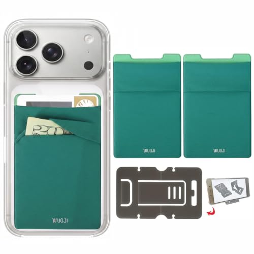 RFID Blocking Phone Card Wallet - Double Secure Pocket - Ultra-Slim Self Adhesive Credit Card Holder Card Sleeves Phone Wallet Sticker All Smartphones (Bluegre)-2PC - color: Bluegre