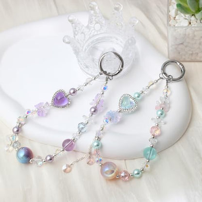 Beaded Phone Wrist Strap, Crystal Key chain Wristlet, Cute Purse Bag Charms - style: Style4