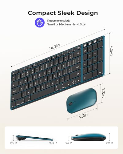 seenda SKM64-2 Bluetooth Keyboard and Mouse Combo for Mac, MacBook and iPad - color: Black & Blue