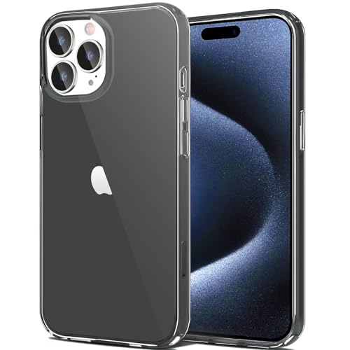 JJGoo Compatible with iPhone 15 Pro Case Clear, Soft Clear Fiexible TPU Phone Cases, Shockproof Transparent Bumper Cover Slim Thin Phone Case, Translucent Black - color: Black