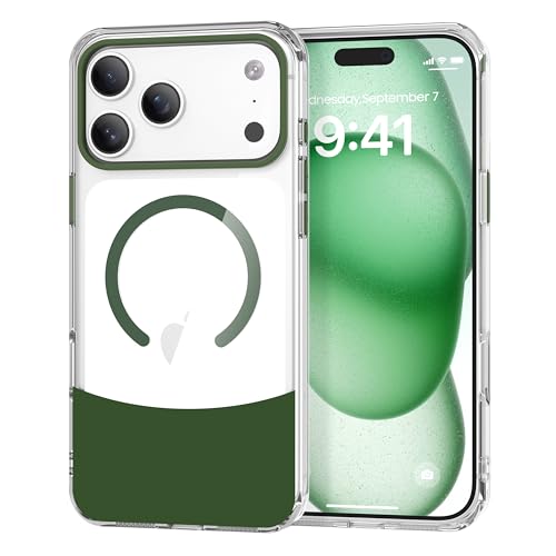 Magnetic Case for iPhone 17 Air, Crystal Clear, [Compatible with Magsafe][Military Grade Drop Protection] Anti-Yellowing Slim Shockproof Transparent Protective Phone Cover, Green - color: Green, size: iPhone 17 Air