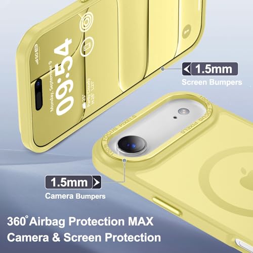 Newfuture Magnetic for iPhone Air Case Matte Shockproof, Yellow | Military Drop Protection, Slim Matte Anti-Fingerprint, Compatible with Magsafe, Camera Guard, Translucent Protective Cover - color: Yellow, size: iPhone Air 6.5 inch