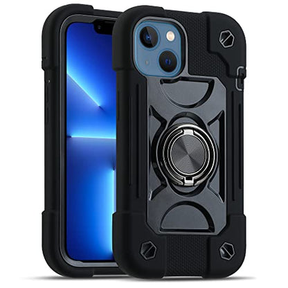 MARKILL Compatible with iPhone 14 Case/iPhone 13 Case 6.1 Inch with Built-in 360°Rotating Ring Stand, Military Grade Drop Protection Full Body Rugged Heavy Duty Durable Cover. Black - color: Black, size: iPhone 14/iPhone 13 6.1"