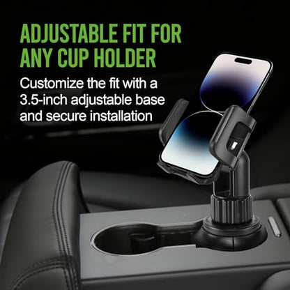 Cellet Car Cup Holder Phone Mount, Phone Holder Mount Cradle Universal Adjustable Compatible for Apple iPhone, Samsung Galaxy, Moto, Google Pixel Smartphones - style: Regular Neck 6 inch