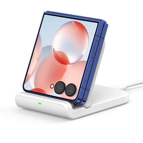 Foldable Wireless Charging Stand for Galaxy Z Flip 8 & Moto Razr Series - color: White