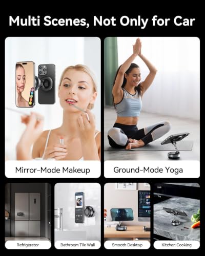 MRGLAS 2026 Upgraded for MagSafe Vacuum Car Phone Mount, 360° Adjustable - color: Dark Grey