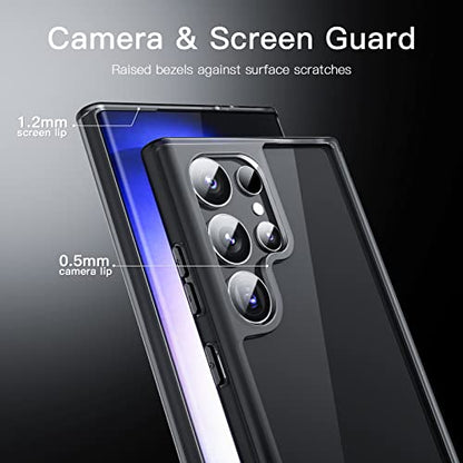 JETech Case for Samsung Galaxy S23 Ultra, Anti-Yellowing, Black | Shockproof Protection, Scratch Resistant Hard PC Back, Durable Transparent TPU Bumper - color: Black