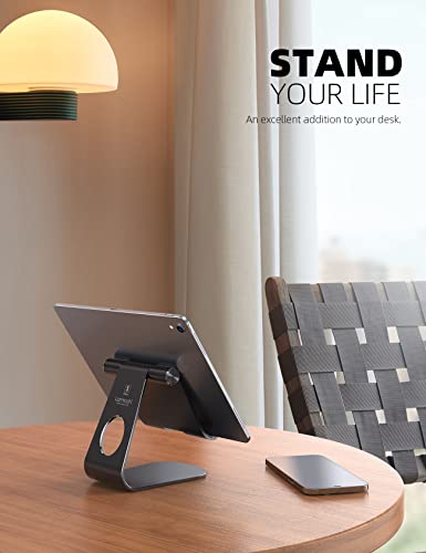 Lamicall iPad Stand Adjustable Tablet Holder, Sturdy Aluminum, Multi-Angle - color: Black