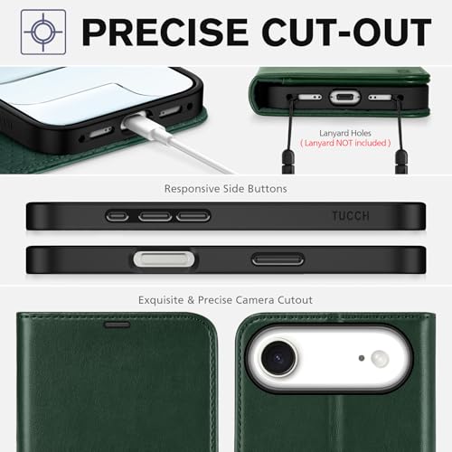 TUCCH Wallet Case for iPhone Air (6.5") 2025, 4 Card Holders, Evergreen | RFID Blocking, Viewing Stand, Shockproof TPU Shell, PU Leather, Magnetic Closure, Protective Folio Flip Cover - color: Evergreen